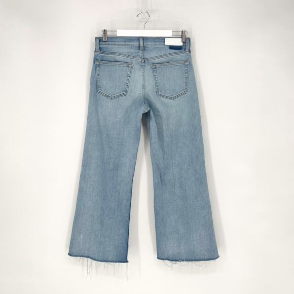 RE/DONE Mid Rise Wide Leg Crop Jeans Light Wash Raw Hem Women’s Size 29 - Picture 6 of 6